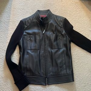 Dark chocolate brown Burberry leather jacket
